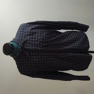 Zara Woman Navy Window Pane Print Blouse Sz S